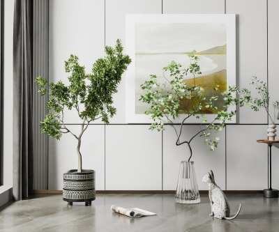 现代绿植盆栽3D模型下载